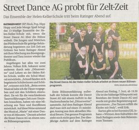 Street Dance AG probt für Zelt-Zeit